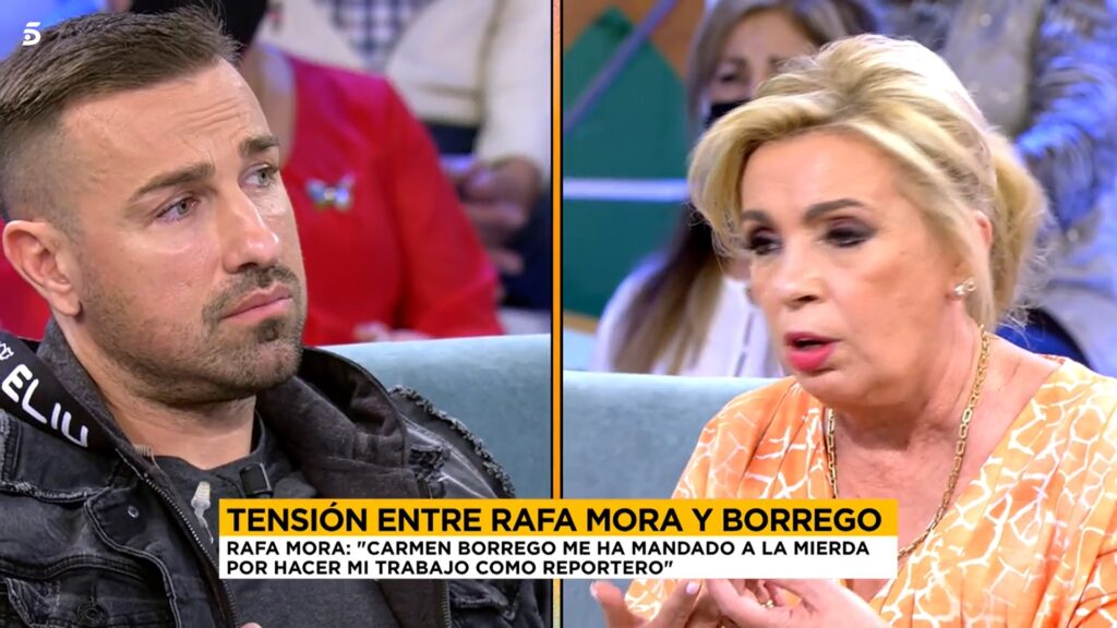 Rafa Mora y Carmen Borrego durante su disputa en 'Sálvame'. 